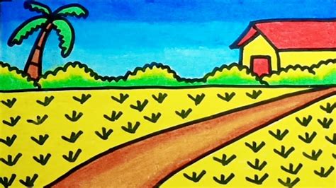 How To Draw A Rice Field Landscape With Oil Pastel Step By Step