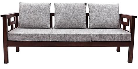 Buy Mariana Teak Wood Three Seater Sofa In Natural Teak Finish By