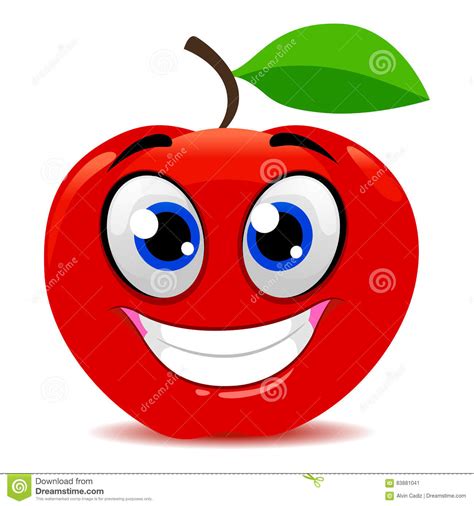 Red Apple Mascot Smiling Stock Vector Illustration Of Facial 83881041