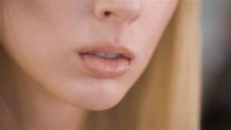 Slightly Parted Lips Of A Stock Footage Video 100 Royalty Free
