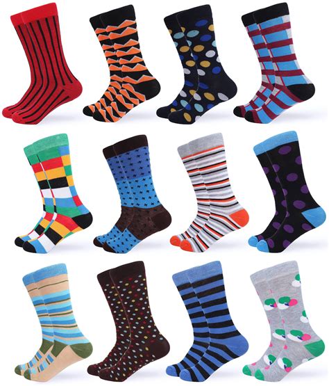 clothing shoes and jewelry socks calf socks 12 pack fun patterned funky crew socks for men men s