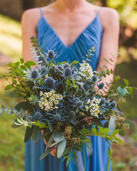 fall wedding bouquets with blue thistle artificial wedding flowers package scottish thistle