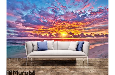 Sunset Over Ocean Wall Mural