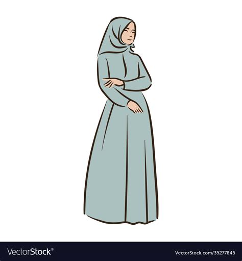 Muslim Arabic Islam Woman In Hijab Fashion Vector Image
