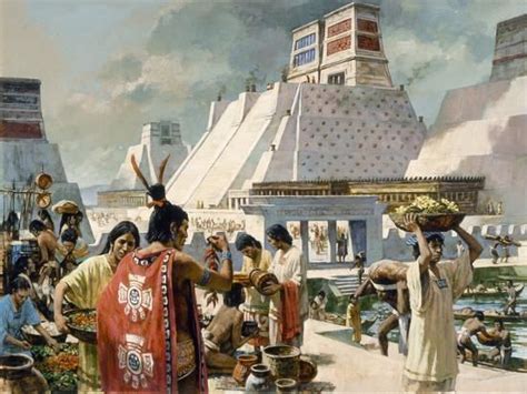 A Bustling Marketplace In The Aztec Capital Of Tenochtitlan Giclee
