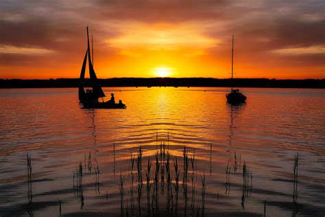 Boat Lake Sunset Abendstimmung Free Stock Photo Public Domain
