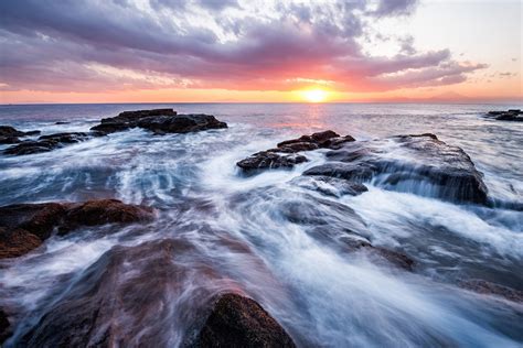 Kanagawa Sea Stones Sunrises And Sunsets Japan Scenery Horizon