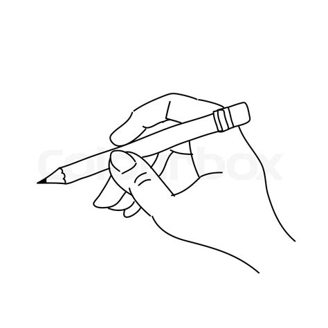 Handzeichnung Hand Holding Pencil Stock Vektor Colourbox