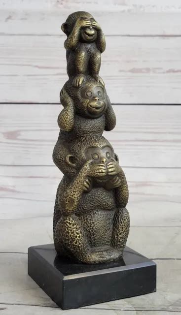 Monkey Statue Three Wise Monkeys Bronze Sculpture See Hear Speak No