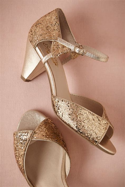 Glittering Gold Heels Gold Wedding Shoes Wedding Shoes Low Heel