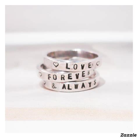 Set Of 3 Personalized Sterling Silver Rings Zazzle Silver Rings