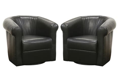 Julian Black Brown Faux Leather Club Chair With 360 Degree Swivel