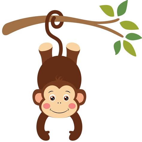 Premium Vector Cute Monkey Hanging On Branch Of Tree