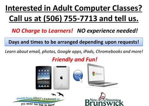 adult computer classes available village of grand manan