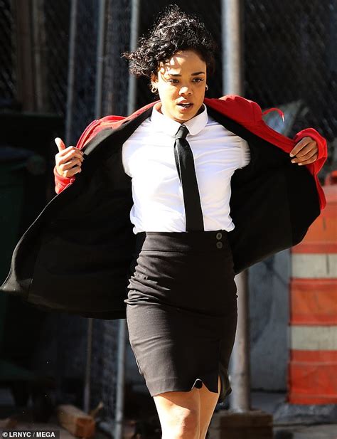 Tessa Thompson Reveals Trademark Black Tie And Suit While Shooting Men In Black Spin Off Daily