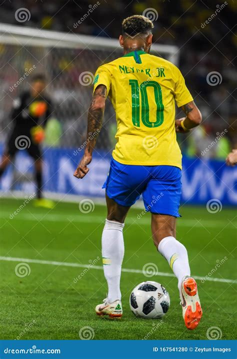 Brazilian Superstar Footballer Neymar Jr Dribbling Editorial Image