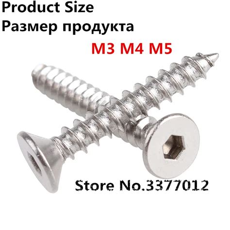 50pcslot 304 Stainless Steel Flat Head Hexagonal Self Tapping Screw M3