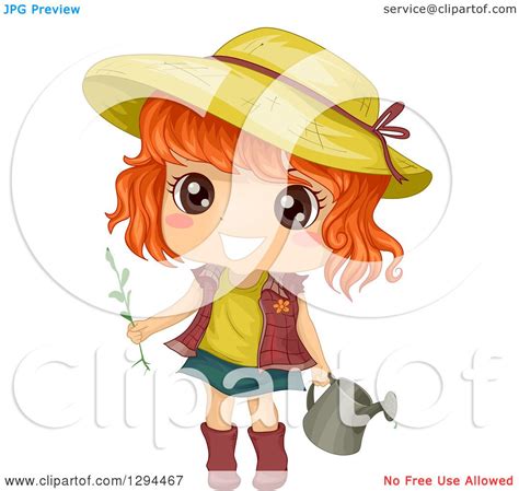 Clipart Of A Happy Red Haired Brown Eyed White Girl