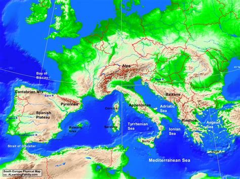 Europe Physical Map Bodies Of Water