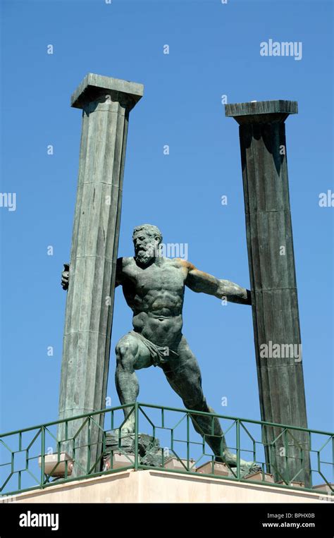 Hercules Statue And The Pillars Of Hercules Strait Or Straits Of