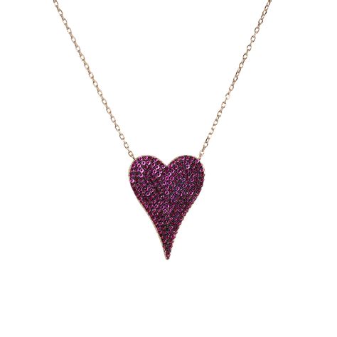 Pink PavÈ Elongated Heart Necklace Adam Marc Jewels