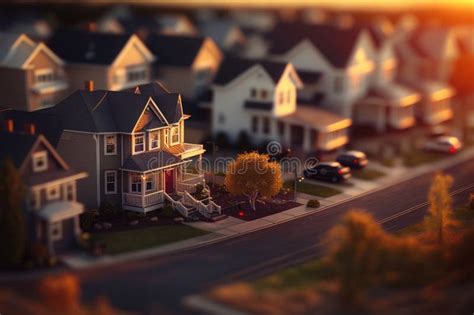 American Residential Neighborhood Aerial View Suburban With Living