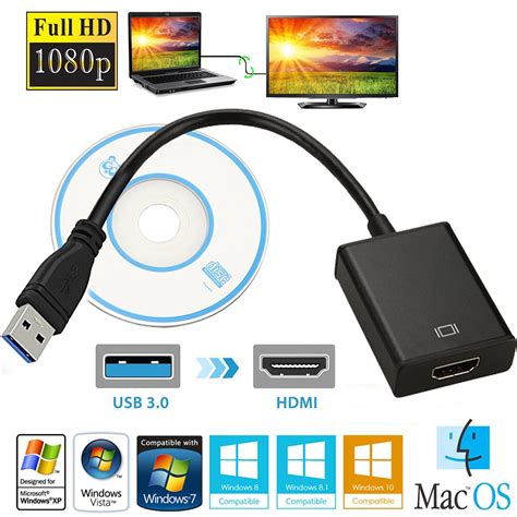 Usb type c hdmi thunderbolt 3 cable usbc phone to tv for samsung huawei macbook. Black USB 3.0 To HDMI Audio Video Adaptor Converter Cable ...