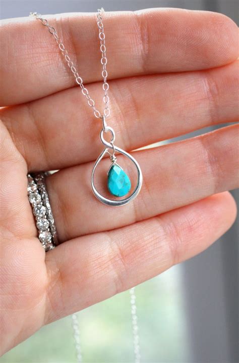 Turquoise Necklace December Birthstone Infinity Necklace Etsy