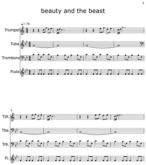 Beauty And The Beast Sheet Music For Trumpet Tuba Trombone Flute