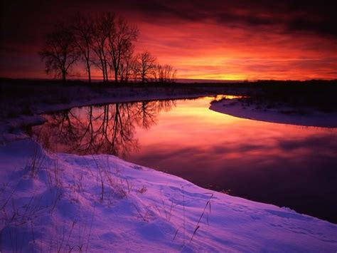 Snowy Winter Sunset Scene Bing Images Gods Beautiful