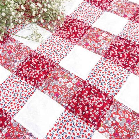 Red Gingham Patchwork Quilt Kit Alice Caroline Liberty Fabric