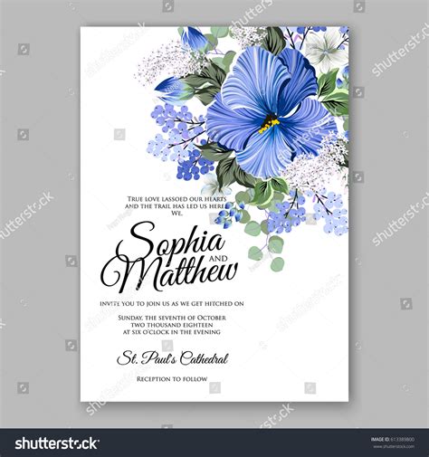 Hibiscus Wedding Invitation Card Printable Template Stock Vector