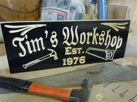 Personalized Workshop Sign Custom Made Carved Wooden Sign