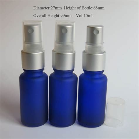 Wholesale 100pcs Empty Mini 15ml Blue Frost Refillable Perfume Atomizer Bottle 15 Ml Glass
