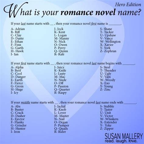 Romance Novel Name Funnies Funny Names Fantasy Names