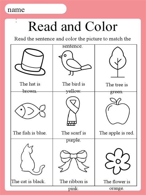 Read And Color Worksheet Pdf
