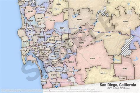 San Diego County Zip Code Map Coastal Zip Codes Colorized Otto Maps