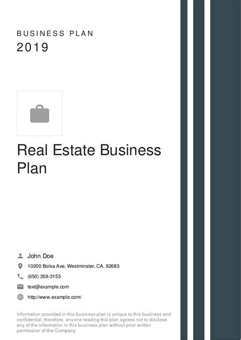 Real Estate Business Plan Example