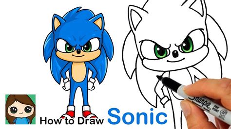 How To Draw Sonic The Hedgehog New Youtube How To Draw Sonic Cute