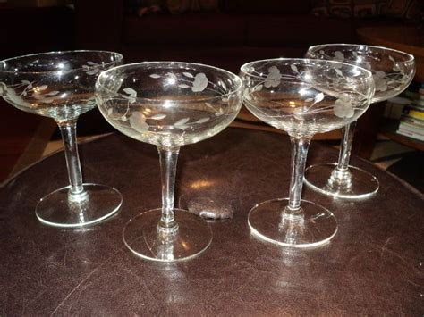4 Vintage Princess House Crystal Classic Champagne Glasses Handcut Handblown