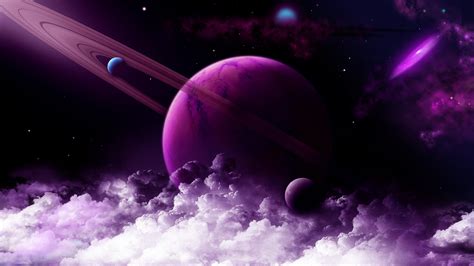 Purple Planet Wallpaper 4k Saturn Rings Nebula Galaxy