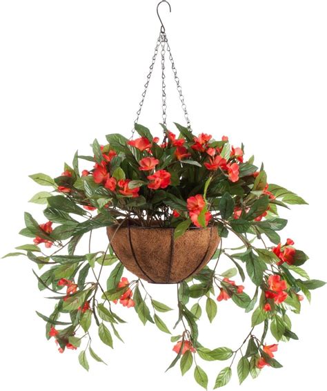 Fully Assembled Impatiens Hanging Basket Large Artificial Flower Outdoor Or Indoor