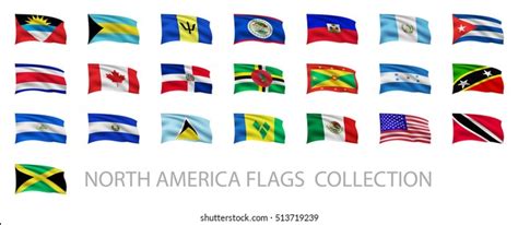North America Waving Flags Collection Vector Stock Vector Royalty Free