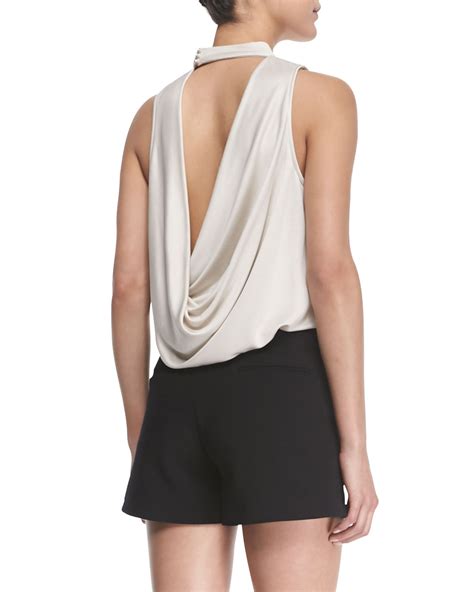 Halston Sleeveless Cowl Back Top In White Lyst