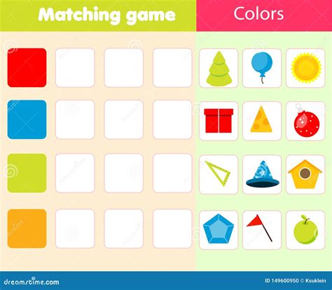 Matching Children Educational Game Match Objects And Colors Activity