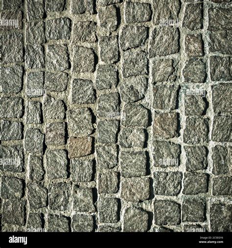 Cobblestone Pavement Texture Background Detail Of Granite Sidewalk