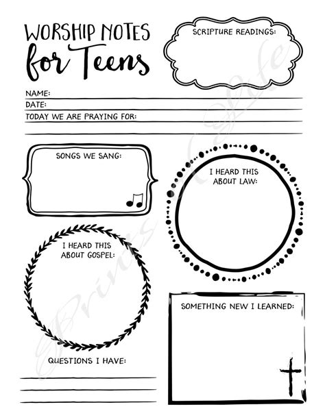 Worship Notes For Teens Sermon Notes Boys Girls Youth Kids