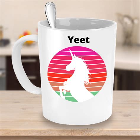 Yeet Unicorn Coffee Mug Unicorn Yeet Mug Yeet Unicorn Retro Etsy