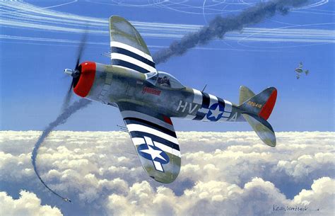 Hd Wallpaper P 47 Thunderbolt Air Combat Dogfight Ww2 War Painting