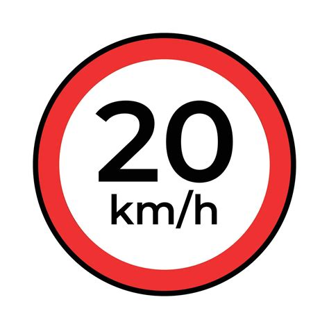 Vector Traffic Or Road Sign Speed Limit 20 Simple Design On White